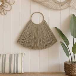 Seagrass Wall Decor 90 cm Boho Large Natural Fan Rustic Rattan Hanging - thumbnail 2