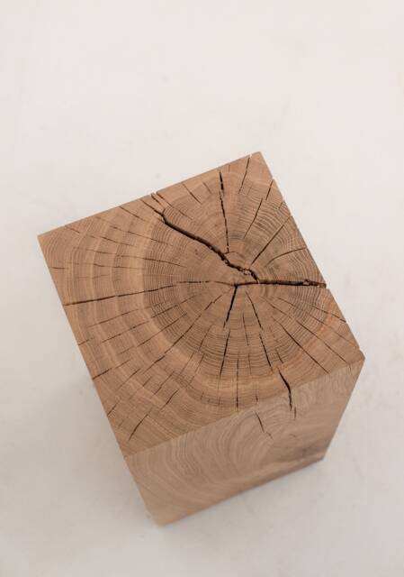 Handcrafted Solid Oak Wood Block Stool Rustic Side Table - image 1