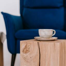 Handcrafted Solid Oak Wood Block Stool Rustic Side Table - thumbnail 4