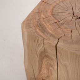 Handcrafted Solid Oak Wood Block Stool Rustic Side Table - thumbnail 3