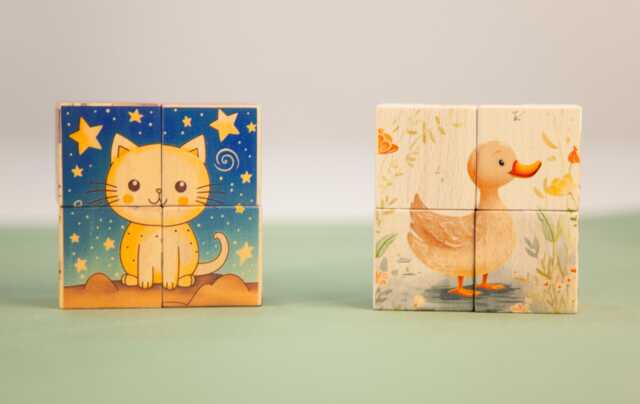 Baby Blocks Set With Animals, Gender-Neutral Toddler Gift, Welcome Baby, Unique Gifts, Bunny Natural Wood Blocks, Educational Toy - image 1