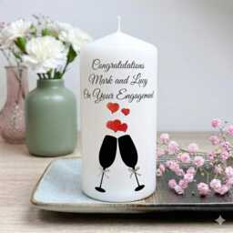 Personalised Engagement Candle With Champagne Glasses Custom Names Romantic Anniversary Couple Keepsake - thumbnail 2