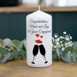 Personalised Engagement Candle With Champagne Glasses Custom Names Romantic Anniversary Couple Keepsake - thumbnail 1