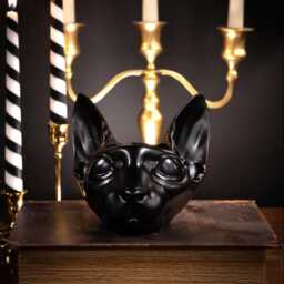 Sphynx Cat Head Pot - Makeup Brush Holder Gothic Resin Decor - thumbnail 2