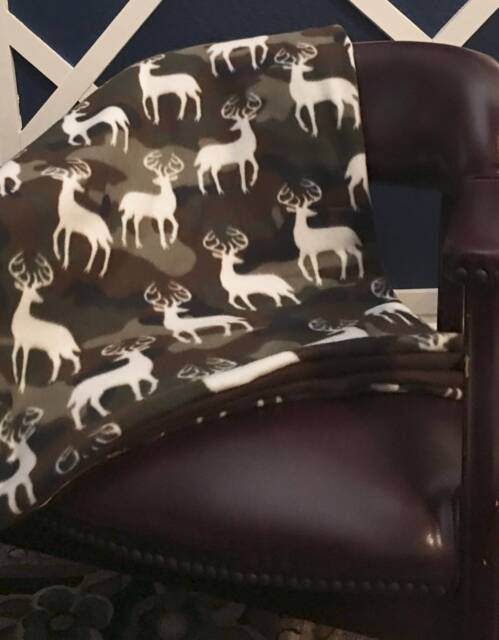 Fleece Throw Blanket, Sherpa Backed Camo Throw, Moose Deer Blanket - image 1
