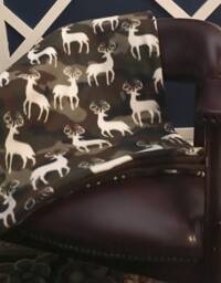 Fleece Throw Blanket, Sherpa Backed Camo Throw, Moose Deer Blanket - thumbnail 1