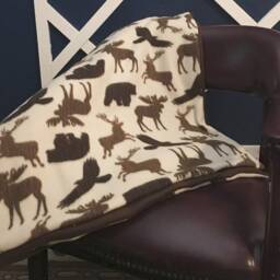 Fleece Throw Blanket, Sherpa Backed Camo Throw, Moose Deer Blanket - thumbnail 4