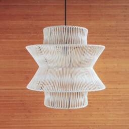 Handmade Macrame Chandelier, Modern Farmhouse Lighting, Plug-In Ceiling Light - thumbnail 2