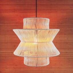 Handmade Macrame Chandelier, Modern Farmhouse Lighting, Plug-In Ceiling Light - thumbnail 3