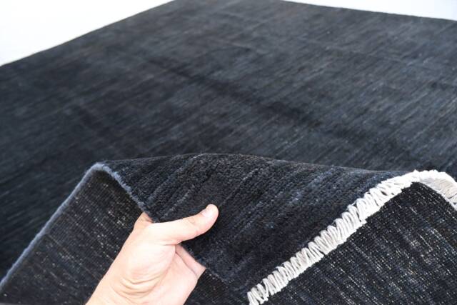 Black Custom Size 4x6 6x8 7x10 Ft Afghan Gabbeh Rug, Turkmen Hand Knotted Veg Dyes Wool Area One Color Solid Boho Living Room Rug - image 1