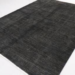 Black Custom Size 4x6 6x8 7x10 Ft Afghan Gabbeh Rug, Turkmen Hand Knotted Veg Dyes Wool Area One Color Solid Boho Living Room Rug - thumbnail 3