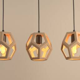 Geometric Ceramic Cage Pendant Chandelier, Contemporary Statement Hardwired/Plug-In - Naaya Dodeca Cage - thumbnail 3