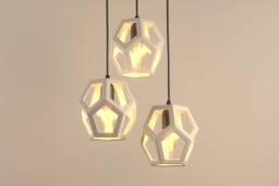 Geometric Ceramic Cage Pendant Chandelier, Contemporary Statement Hardwired/Plug-In - Naaya Dodeca Cage - thumbnail 1