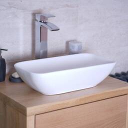 Hand-Crafted Oak Bathroom Vanity Unit - Freestanding Wash Stand With Drawers Clear Finish - thumbnail 3