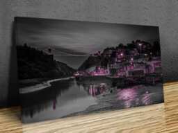 Bristol Clifton Suspension Bridge Hotwells Panoramic Purple , Home D??cor Canvas Print Art Framed