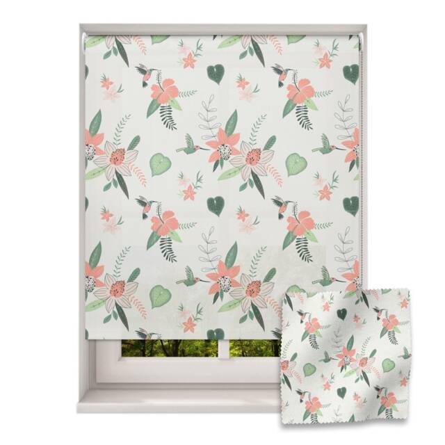 Hummingbirds & Hibiscus Roller Blind, Children's Made To Measure, Jungle Hummingbird Blind - image 1