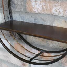 Copper & Black Industrial Swivel Mirror With Shelf Wall Mounted - Mirrored Unit Vanity Style - thumbnail 3