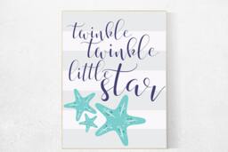 Nautical Nursery Art Print Teal Starfish Decor
