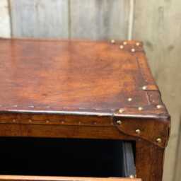 Tan Leather Drawer Dresser Handmade Furniture Bedroom Storage Rustic Chest Drawers Custom Wood Cabinet - thumbnail 4