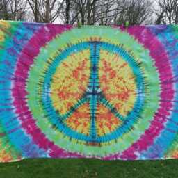 Tie Dye Tapestry Wall Hanging Psychedelic Cnd Peace Sign 220x150cm Handmade - thumbnail 3
