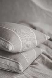French Style Linen Pillowcase With Natural Stripes, Rustic Cushion Cover, Throw Pillow Heavyweight Soft Pillowcase - thumbnail 1