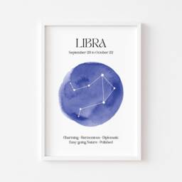 Libra Zodiac Print - Astrology Prints Star Wall Art Celestial Sign Spiritual Poster Constellation Venus - thumbnail 2