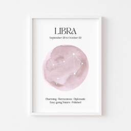 Libra Zodiac Print - Astrology Prints Star Wall Art Celestial Sign Spiritual Poster Constellation Venus - thumbnail 3