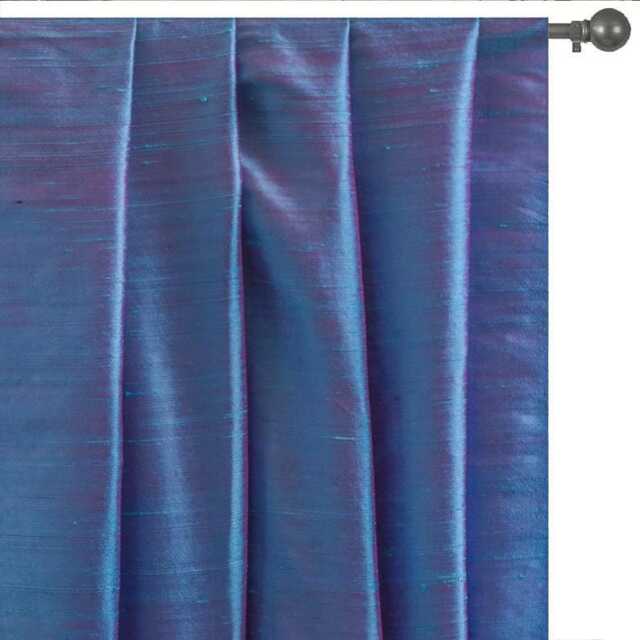 Blue & Pink Silk Dupioni Curtain Panels - Rod Pocket, Grommet, Box Pleat, Three Pinch Tab Top & Plain Ring Top - image 1