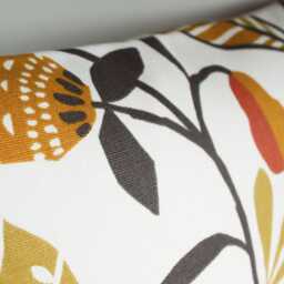 Scandinavian Folk Cushion Cover, Orange Birds & Flowers, Nordic Pillow, Handmade UK - thumbnail 3