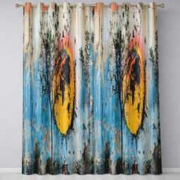 Sunset Globe With Tree & Birds Abstract Stylish Creative Artwork For Home Decor Readymade Eyelet Ring Top Thermal 100% Blackout Curtains - thumbnail 3