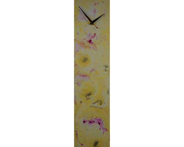 Modern Yellow Glass Clock, Abstract Wall Art, Handmade Home Decor - image 1