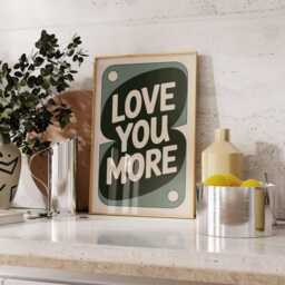 Love You More Typography Poster, Retro Quote Wall Art Print, Minimalist Romantic Bedroom Decor, Modern Text Art, Anniversary Gift - thumbnail 3