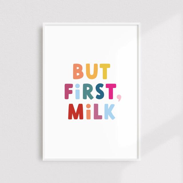 But First Milk Print Colorful Nursery Decor - image 1