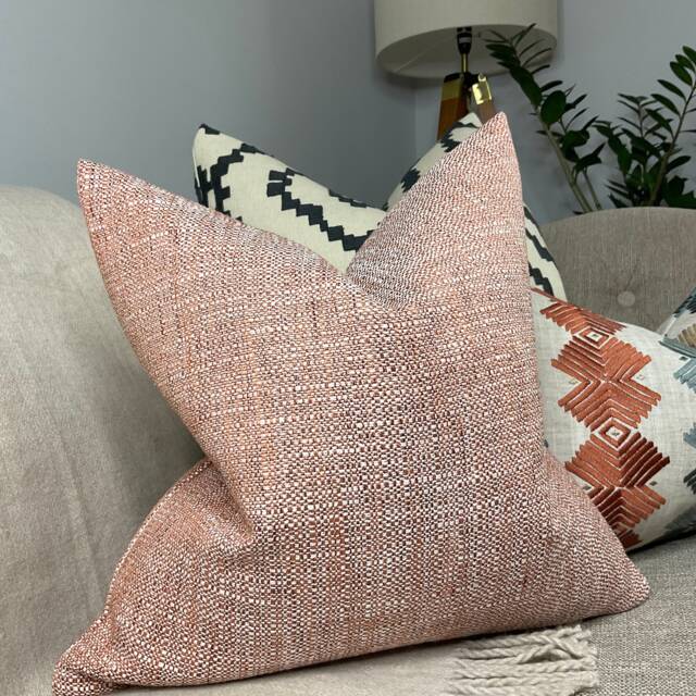 Modern Orange Cushion Cover - Sofa Bed Pillow Cover, Decorative Livingroom Home Accesories , Handmade John Lewis Weave Fabric - image 1
