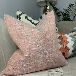 Modern Orange Cushion Cover - Sofa Bed Pillow Cover, Decorative Livingroom Home Accesories , Handmade John Lewis Weave Fabric - thumbnail 2