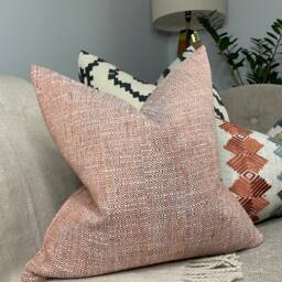 Modern Orange Cushion Cover - Sofa Bed Pillow Cover, Decorative Livingroom Home Accesories , Handmade John Lewis Weave Fabric - thumbnail 1