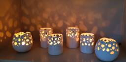 Handmade Large Ceramic Candle Lantern Hand Carved White Holder Luminary Cozy Decor Wedding Table Centerpiece Gift Anniversary