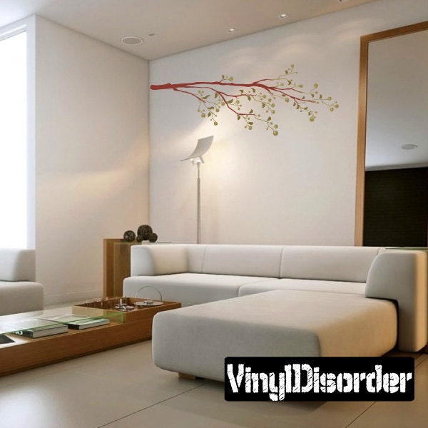 Floral Tree Branch Wall Decal - Fabric Vinyl Removable & Reusable Floralbranchuscolor007Et