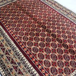 High Quality Handmade 3'4x4'10 Turkmen Khuaja Roshnai Rug, Hand-Knotted 3x5 Afghan Living Room Bedroom Tribal Red Bukhara Rug - thumbnail 3