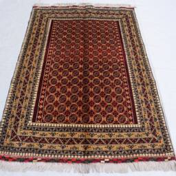 High Quality Handmade 3'4x4'10 Turkmen Khuaja Roshnai Rug, Hand-Knotted 3x5 Afghan Living Room Bedroom Tribal Red Bukhara Rug - thumbnail 2