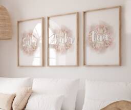 Islamic Poster Set, Sabr, Shukr, Dua, Wall Art With Roses - thumbnail 1