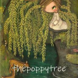 Weeping Willow Tree Art Print Deer, Girl, Surreal Animal Print - 8x10 - thumbnail 3
