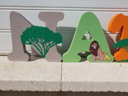 Wooden Letter, First Name, Baby Personalized Birth Gift, Letter To Put Down, Lion King Theme - thumbnail 3