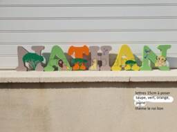 Wooden Letter, First Name, Baby Personalized Birth Gift, Letter To Put Down, Lion King Theme - thumbnail 1