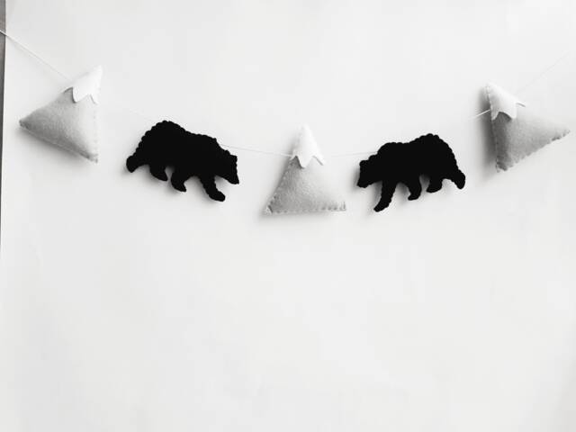 Bear & Mountain Garland, Kid's Wall Hanging, Felt Nursery Adventure Themed Bedroom Decoration, Decor, Boys - image 1