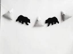 Bear & Mountain Garland, Kid's Wall Hanging, Felt Nursery Adventure Themed Bedroom Decoration, Decor, Boys - thumbnail 1