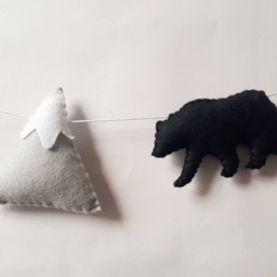 Bear & Mountain Garland, Kid's Wall Hanging, Felt Nursery Adventure Themed Bedroom Decoration, Decor, Boys - thumbnail 3