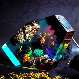 Jellyfish & Coral Epoxy Resin Night Light, Mexican Salamander Resin Art Lamp, Deep Ocean Jelly Fish Light - thumbnail 2
