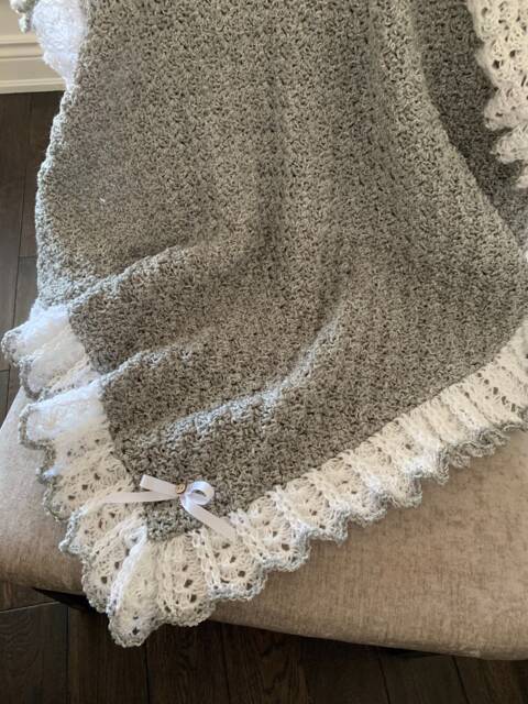 Grey Baby Blanket Crochet - Neutral Afghan Keepsake Gift Baby's First Shower - image 1