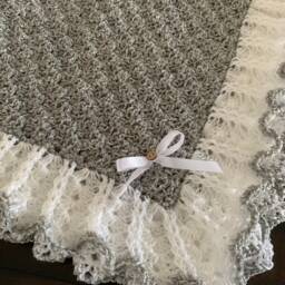 Grey Baby Blanket Crochet - Neutral Afghan Keepsake Gift Baby's First Shower - thumbnail 3